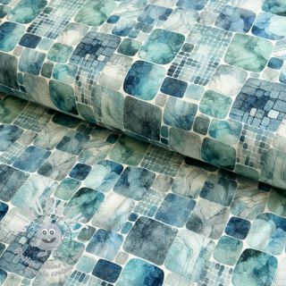 Jersey VISCOSE Blocking petrol digital print