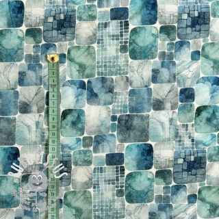 Jersey VISCOSE Blocking petrol digital print