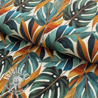 Jersey VISCOSE Rustling leaves orange digital print