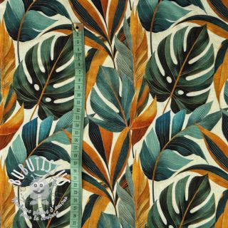 Jersey VISCOSE Rustling leaves orange digital print