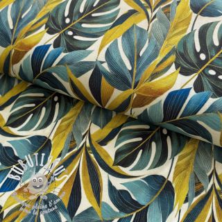 Jersey VISCOSE Rustling leaves yellow digital print