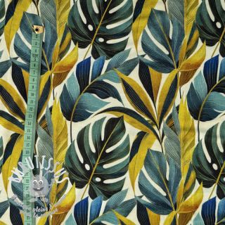 Jersey VISCOSE Rustling leaves yellow digital print