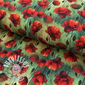 Jersey VISCOSE It's Raining Poppy's green digital print