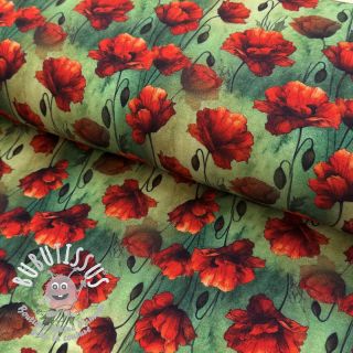 Jersey VISCOSE It's Raining Poppy's green digital print