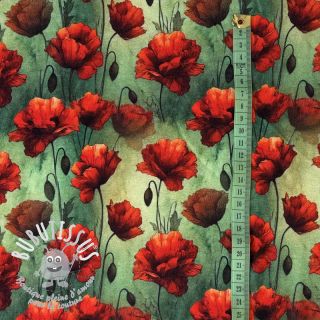 Jersey VISCOSE It's Raining Poppy's green digital print