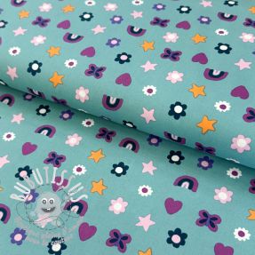 Tissu coton Love light petrol