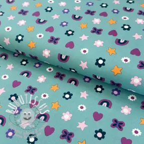 Tissu coton Love light petrol
