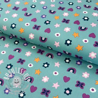 Tissu coton Love light petrol