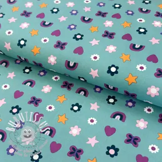Tissu coton Love light petrol