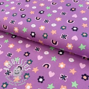 Tissu coton Love mauve