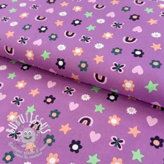 Tissu coton Love mauve