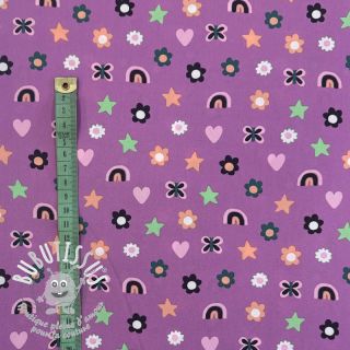 Tissu coton Love mauve