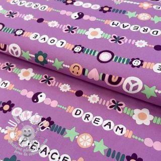 Tissu coton Love dream mauve