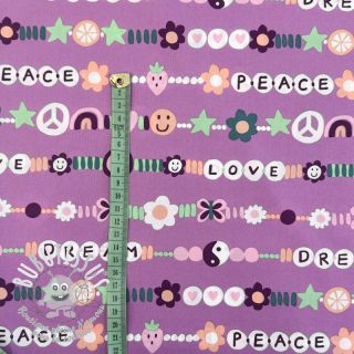 Tissu coton Love dream mauve