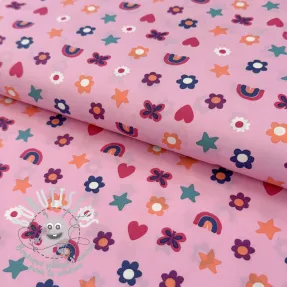 Tissu coton Love pink