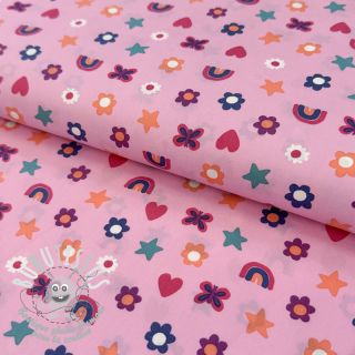 Tissu coton Love pink