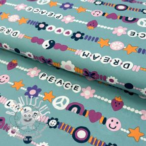 Tissu coton Love dream light petrol