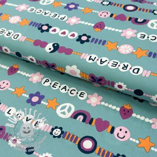 Tissu coton Love dream light petrol
