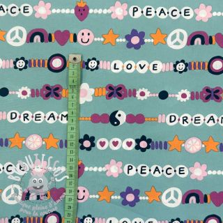 Tissu coton Love dream light petrol
