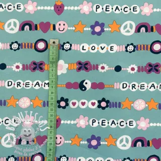 Tissu coton Love dream light petrol