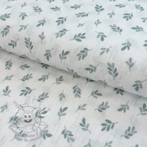 Tissu double gaze/mousseline Leaves in the wind sage digital print