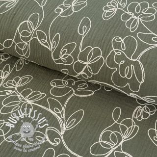 Tissu double gaze/mousseline EMBROIDERY Climbing flowers pickle