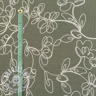 Tissu double gaze/mousseline EMBROIDERY Climbing flowers pickle