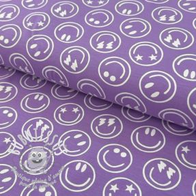 Jersey Happy faces lavender digital print