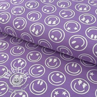 Jersey Happy faces lavender digital print