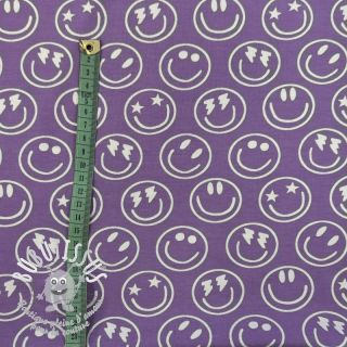 Jersey Happy faces lavender digital print