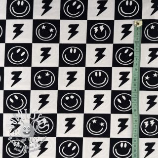 Jersey Happy faces square black digital print