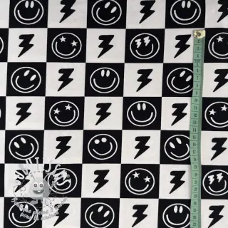 Jersey Happy faces square black digital print