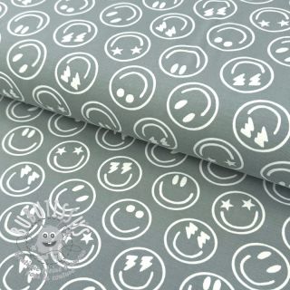 Jersey Happy faces sage digital print