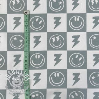 Jersey Happy faces square sage digital print