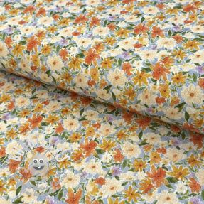 Viscose lin CREPE Flowers yellow digital print