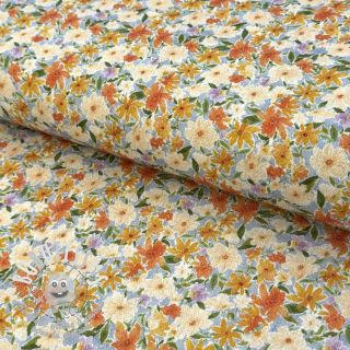 Viscose lin CREPE Flowers yellow digital print