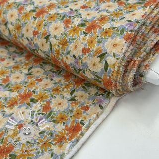 Viscose lin CREPE Flowers yellow digital print