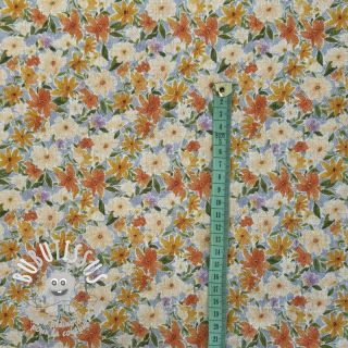 Viscose lin CREPE Flowers yellow digital print