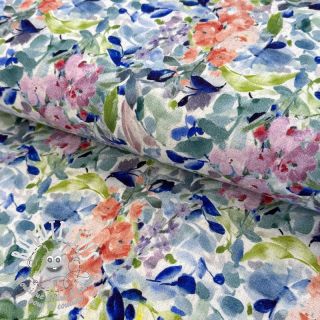 Viscose lin CREPE Flowers blue digital print