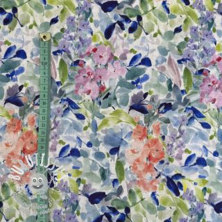 Viscose lin CREPE Flowers blue digital print