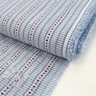 Tissu coton JACQUARD Hearts light blue