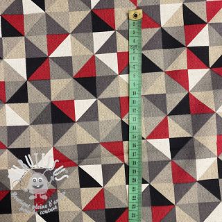 Tissu déco Linenlook Diamond triangle red