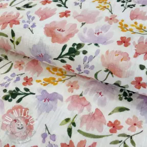 Tissu double gaze/mousseline Big summer flowers digital print