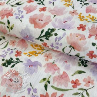 Tissu double gaze/mousseline Big summer flowers digital print