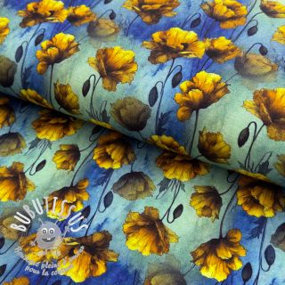 Jersey VISCOSE It's Raining Poppy's blue digital print