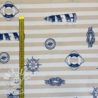 Tissu déco premium Lighthouse anchor stripe