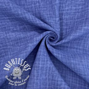 Tissu double gaze/mousseline Vintage cobalt