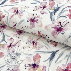 Viscose lin Natural Lin Laurel pink digital print