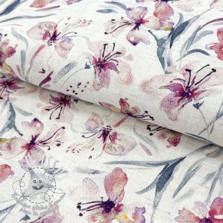 Viscose lin Natural Lin Laurel pink digital print