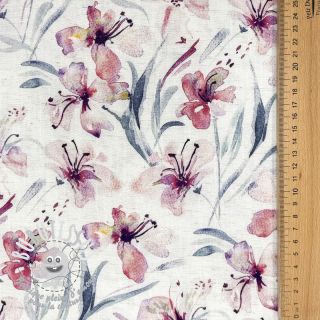 Viscose lin Natural Lin Laurel pink digital print